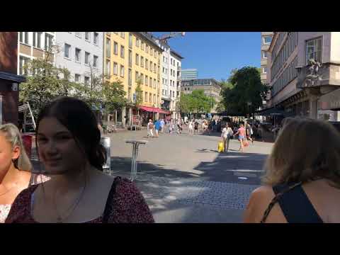 City Life of Düsseldorf a Heat Wave August 2022 Saturday Walk