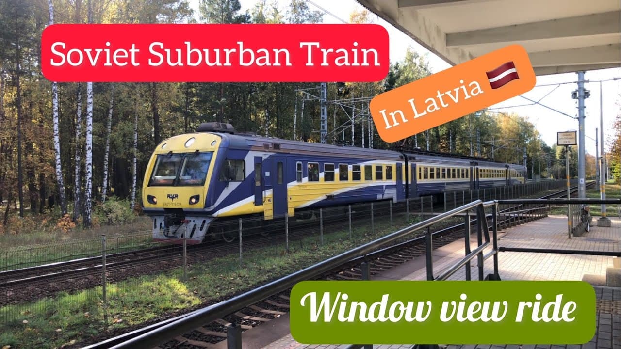 Latvia 🇱🇻 Riga: riding the old Soviet Suburban Train “elektrichka” window view