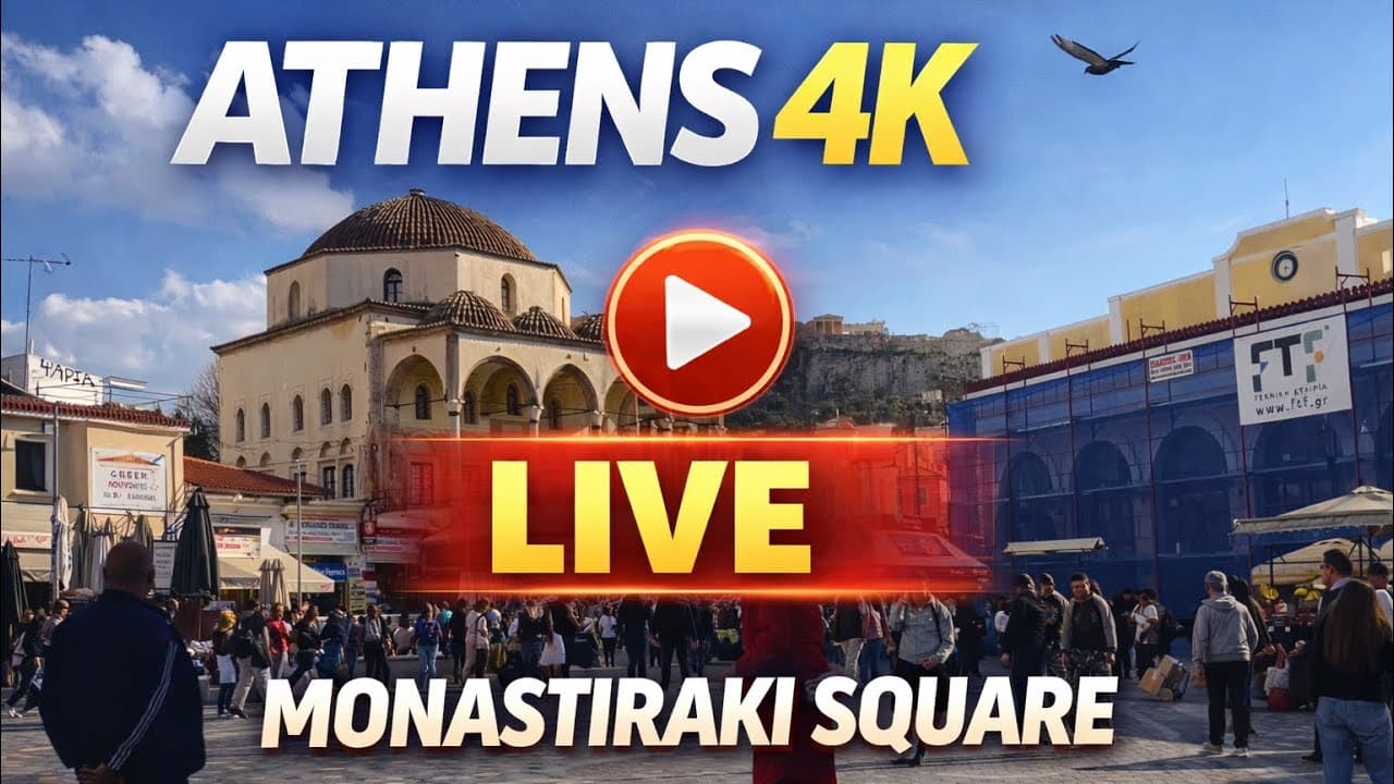 Athens Live Cam 4K π¬π· Monastiraki Square | Real Time Street View Athens
